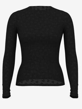 PINK VS Base Heart Mesh Long-Sleeve Tee Black Sz Medium NWT